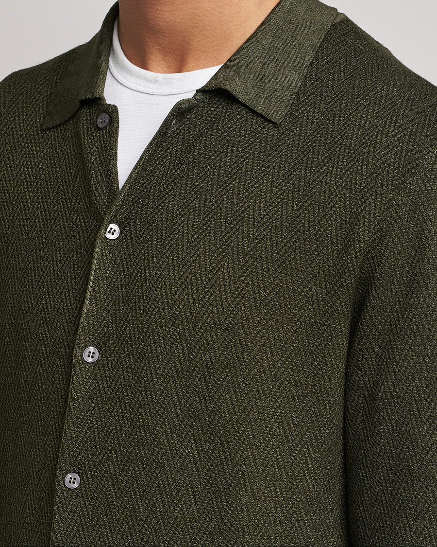 Homme | Pulls Et Tricots | Altea | Herringbone Wool Shirt Dark Green