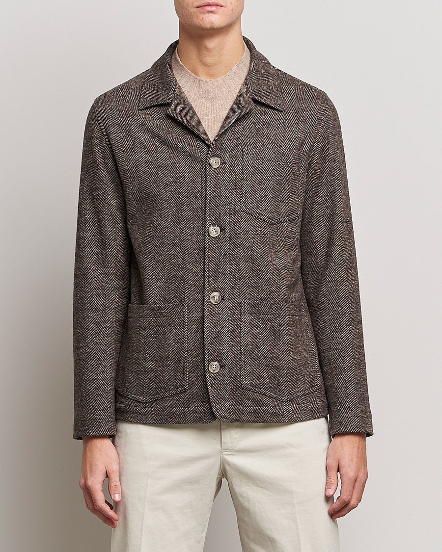 Homme | Manteaux Et Vestes | Altea | Herringbone Wool Chore Jacket Brown