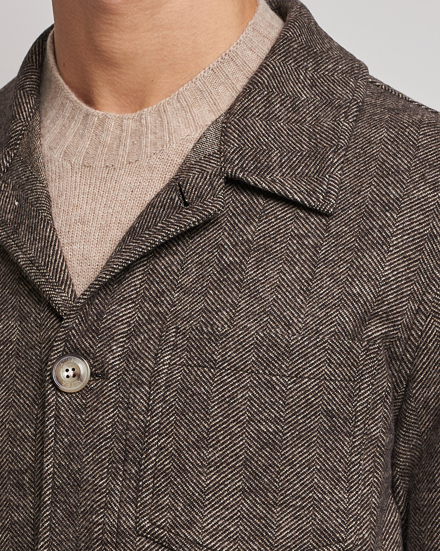 Homme | Manteaux Et Vestes | Altea | Herringbone Wool Chore Jacket Brown