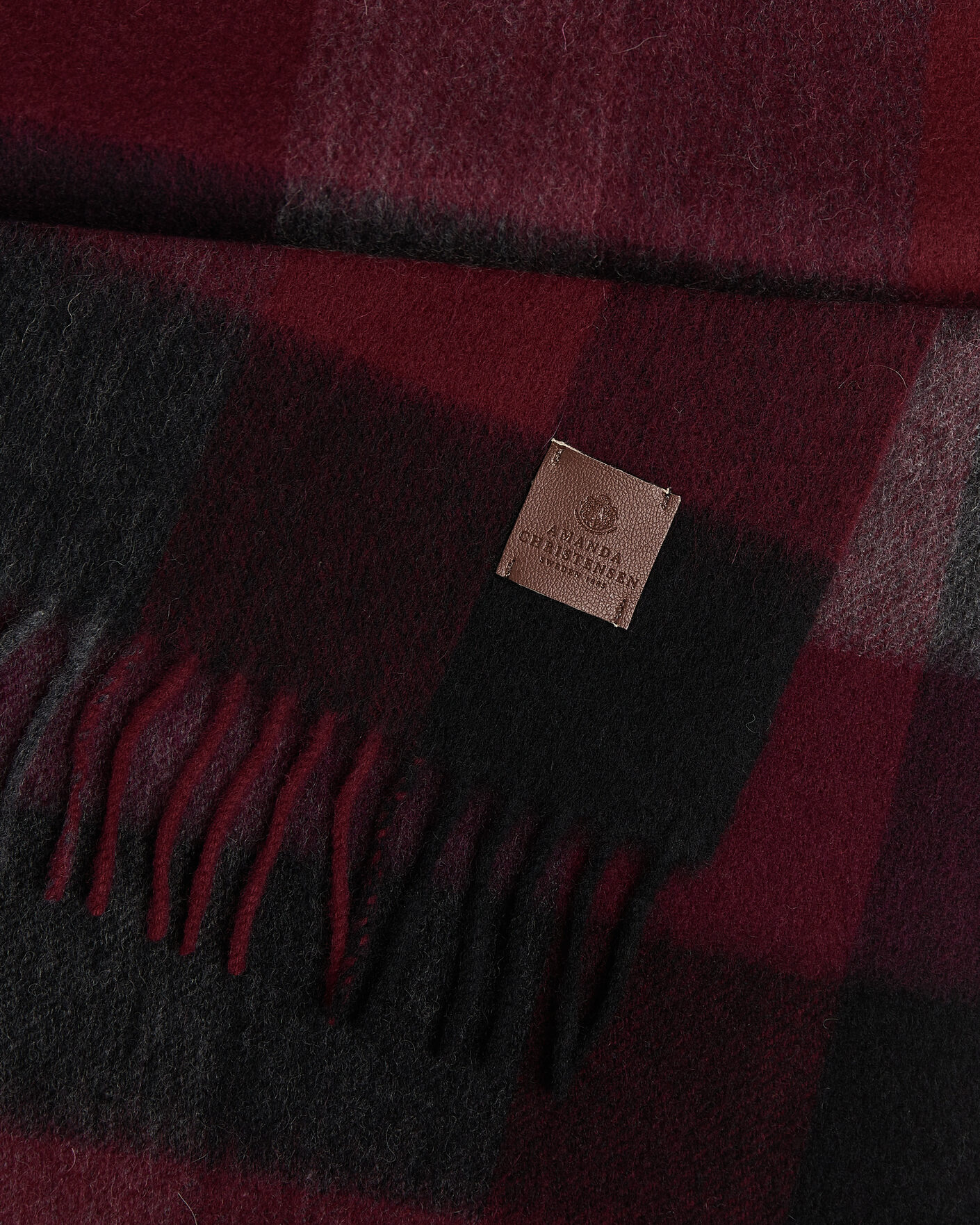 Homme | Écharpes | Amanda Christensen | Amanda ChristensenWool Block Check ScarfWine/Black