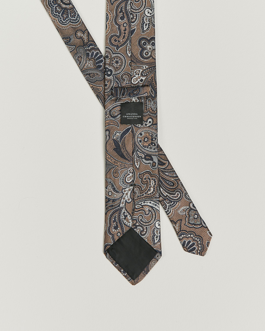 Homme | Amanda Christensen Silk Mulberry 8cm Large Paisley Tie Brown | Amanda Christensen | Silk Mulberry 8cm Large Paisley Tie Brown