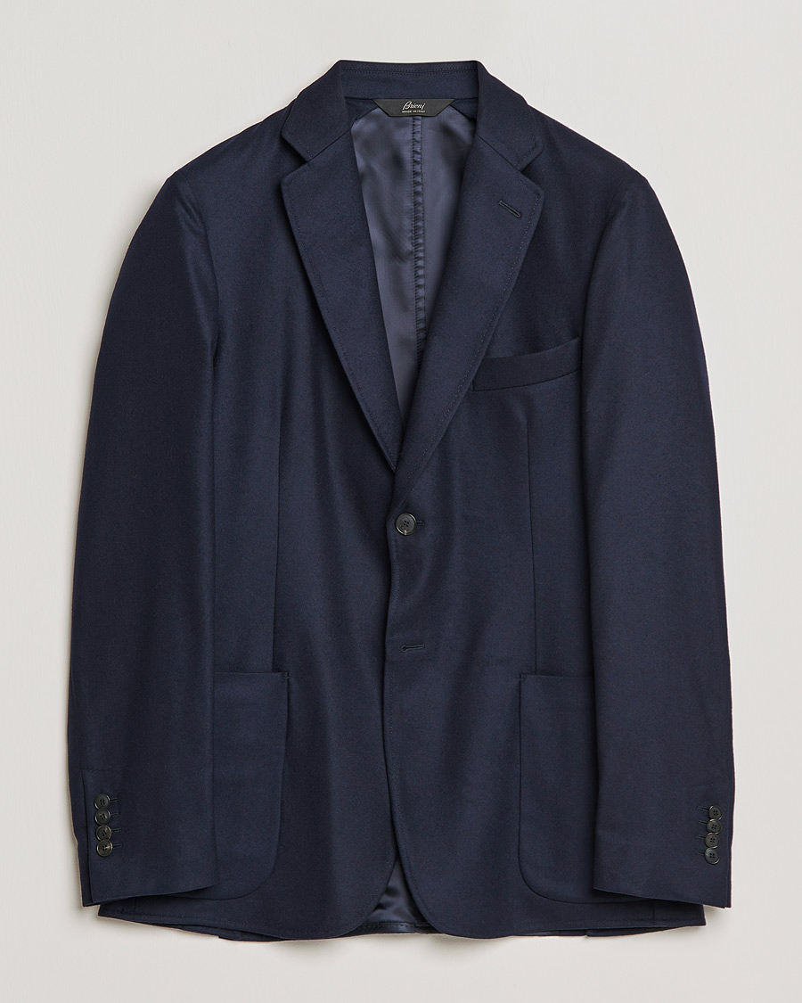 Homme | Blazers | Brioni | Deconstructed Flannel Blazer Navy