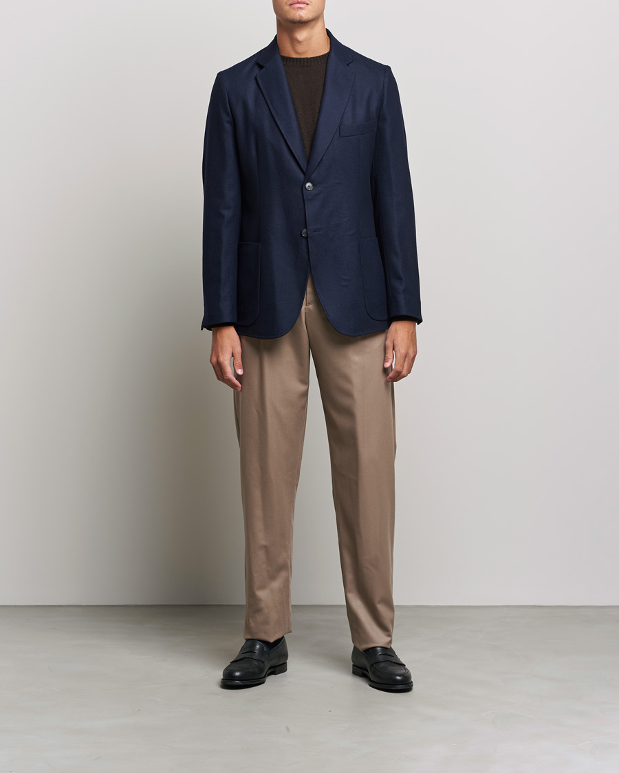 Homme | Blazers | Brioni | Deconstructed Flannel Blazer Navy
