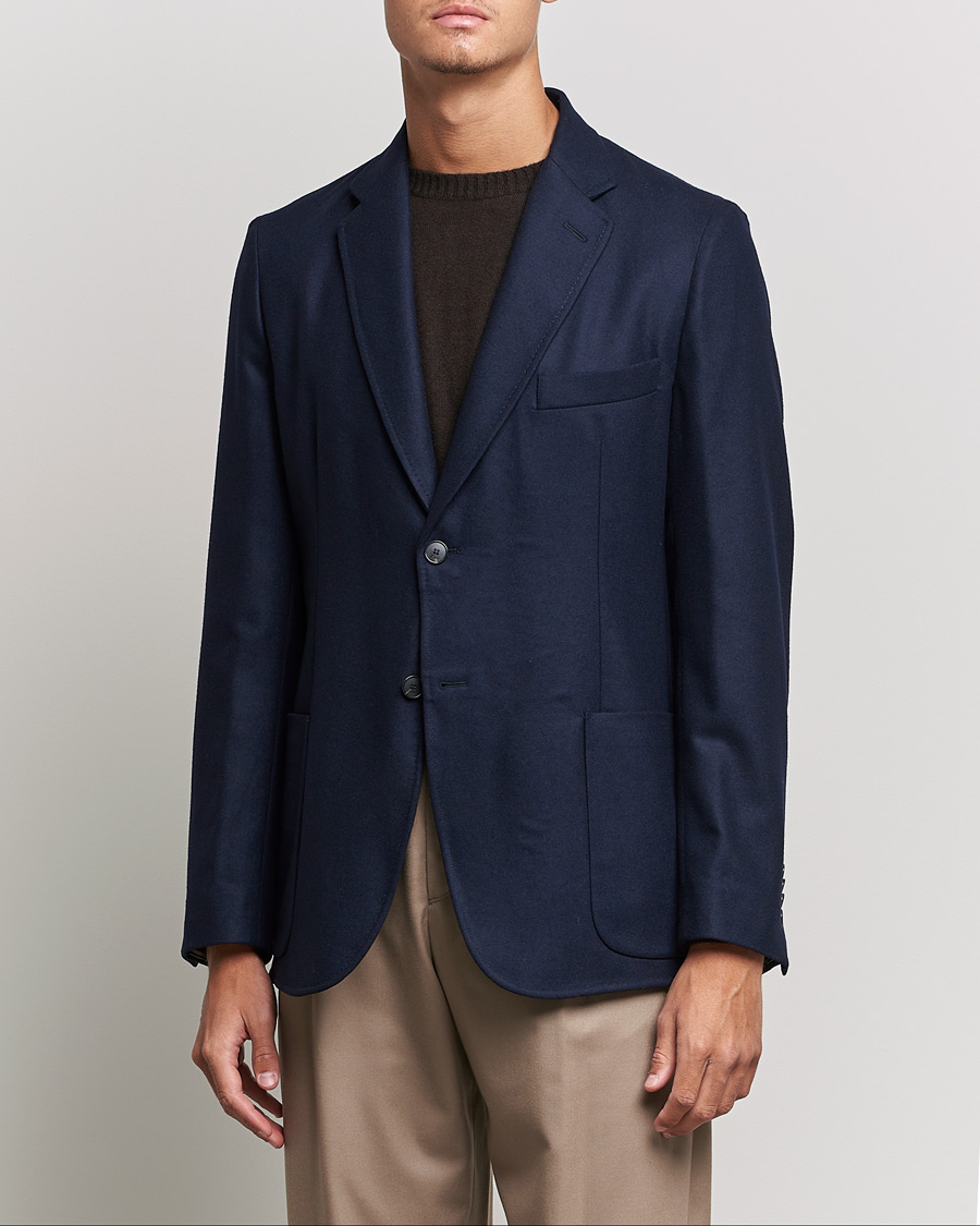 Homme | Blazers | Brioni | Deconstructed Flannel Blazer Navy