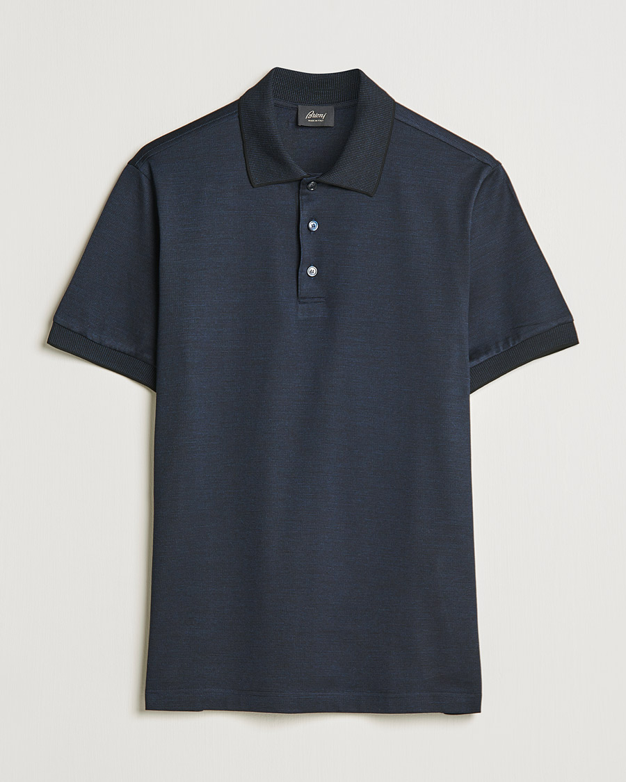 Homme | Polos | Brioni | Cotton/Silk Short Sleeve Polo Navy
