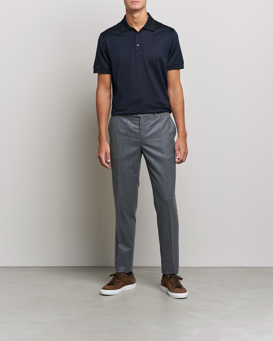 Homme | Polos | Brioni | Cotton/Silk Short Sleeve Polo Navy