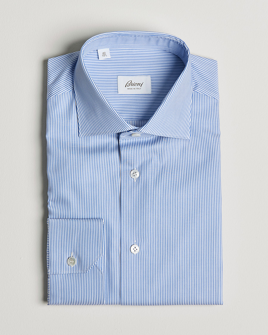 Homme | Chemises | Brioni | Slim Fit Dress Shirt Light Blue Stripe