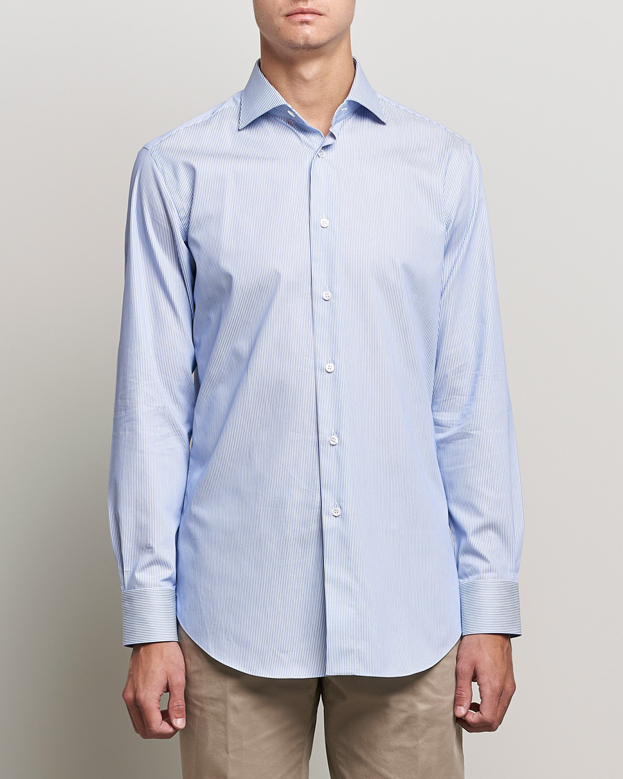 Homme | Chemises | Brioni | Slim Fit Dress Shirt Light Blue Stripe