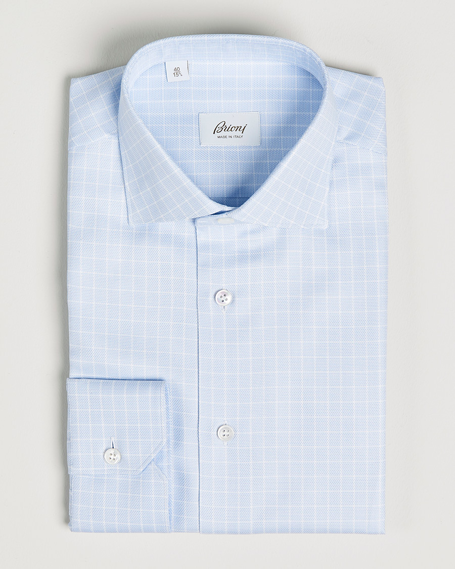 Homme | Chemises | Brioni | Slim Fit Dress Shirt Light Blue Check