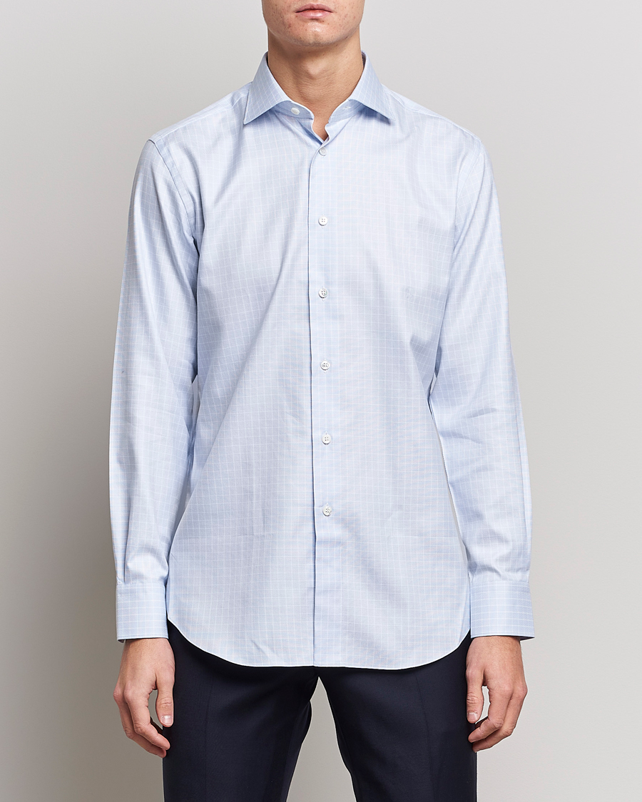 Homme | Chemises | Brioni | Slim Fit Dress Shirt Light Blue Check