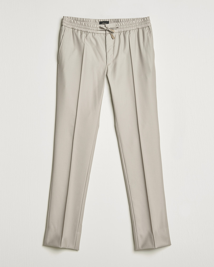 Homme | Pantalons | Brioni | Wool/Cashmere Drawstring Trousers Beige