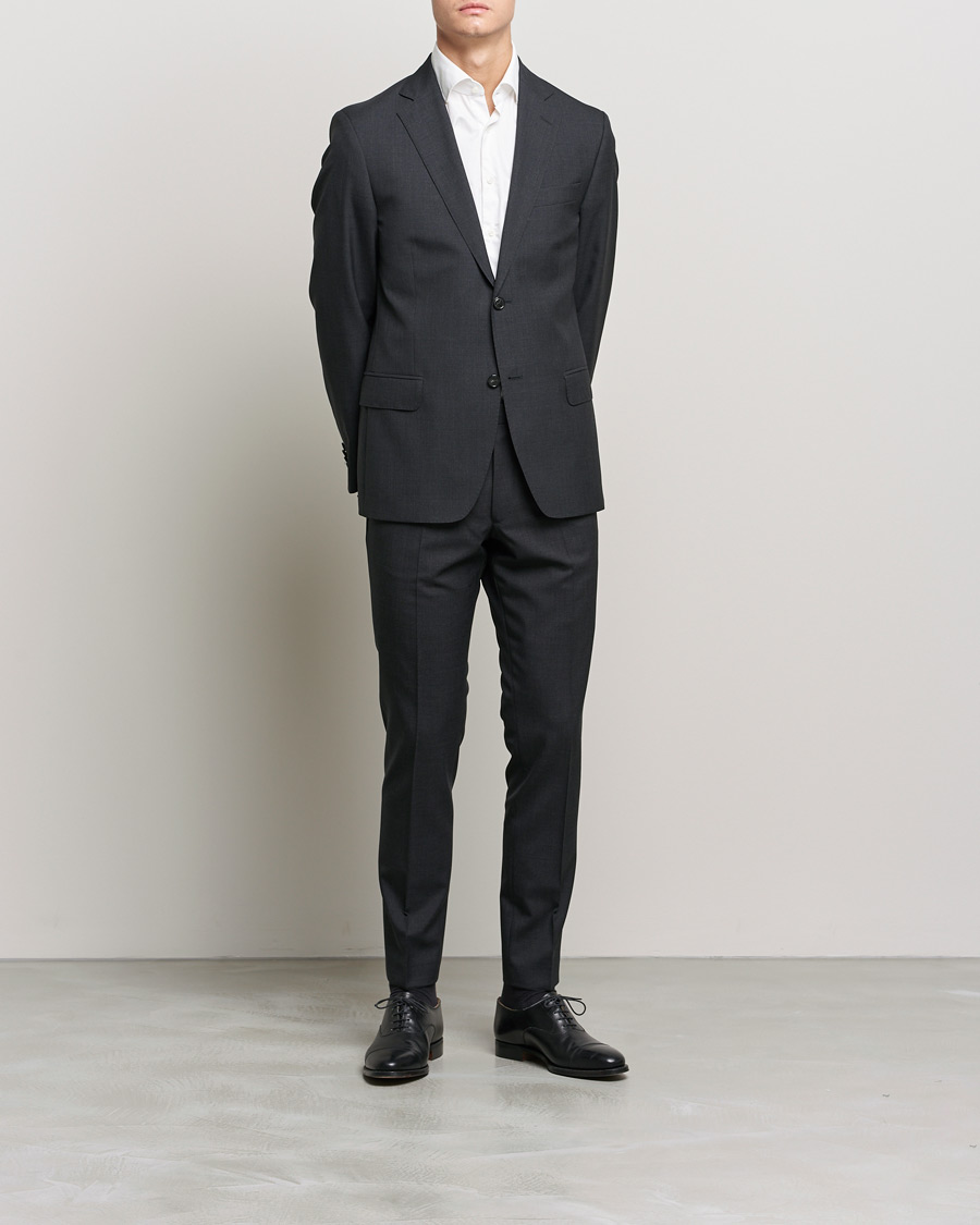 Homme | Pantalons | Oscar Jacobson | Denz Super 120's Wool Trousers Grey