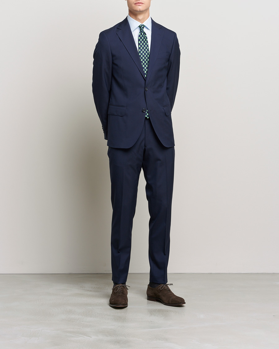 Homme | Pantalons | Oscar Jacobson | Denz Super 120's Wool Trousers Navy