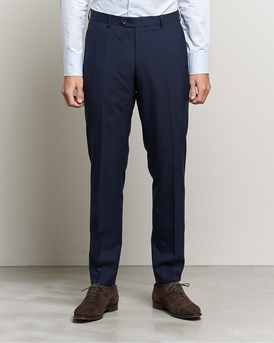 Homme | Pantalons | Oscar Jacobson | Denz Super 120's Wool Trousers Navy