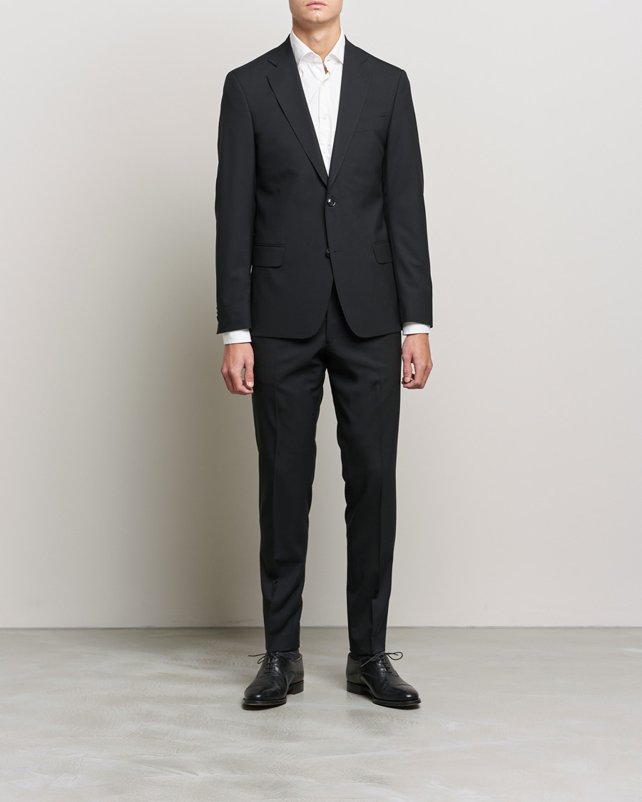Homme | Pantalons | Oscar Jacobson | Denz Super 120's Wool Trousers Black