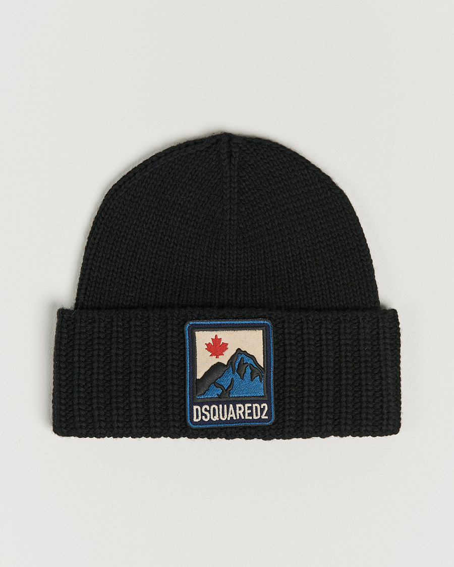 Homme | Dsquared2 Wool Patch Beanie Black | Dsquared2 | Wool Patch Beanie Black