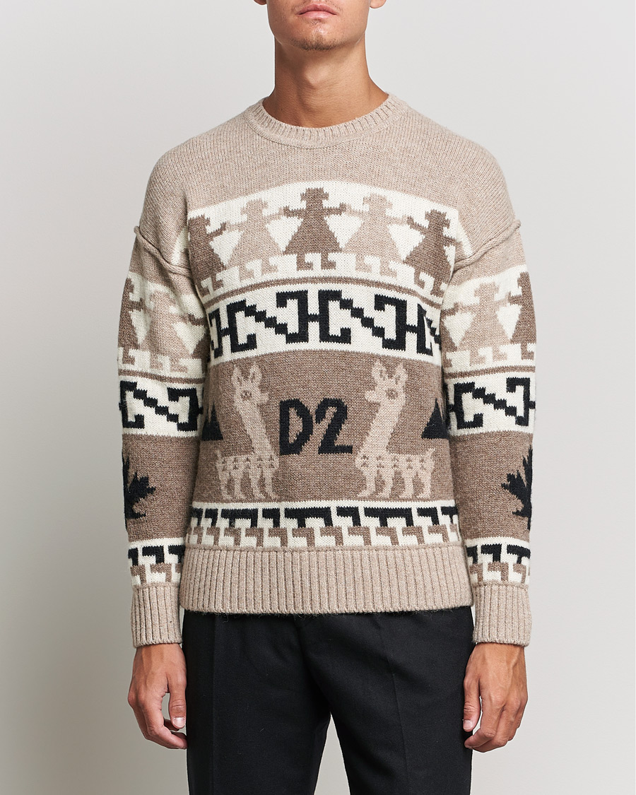 Homme | Pulls Et Tricots | Dsquared2 | Llamas Heavy knitted Sweater Beige