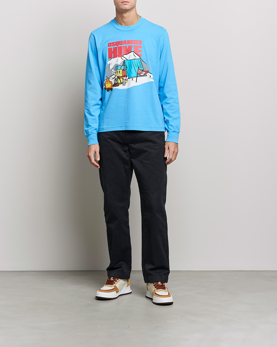 Homme | T-shirts | Dsquared2 | Base Camp Long Sleeve Tee Light Blue