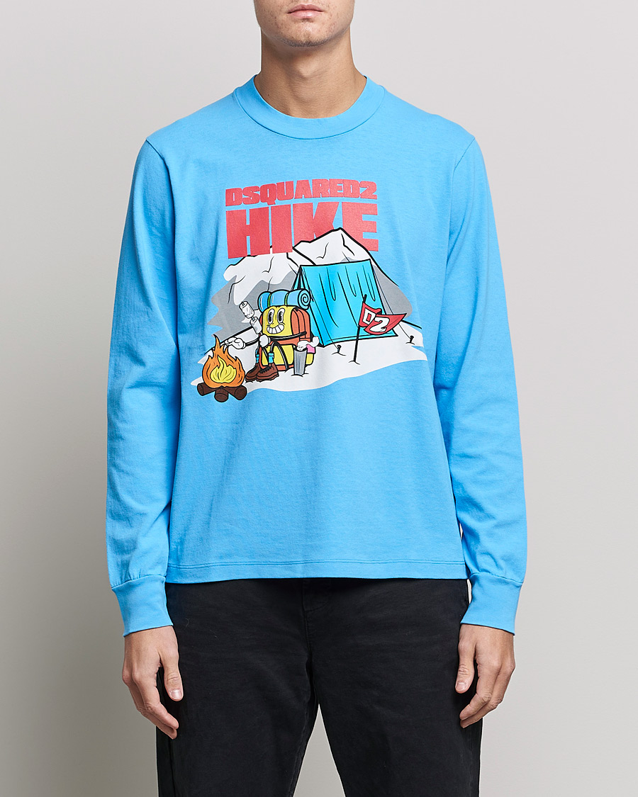 Homme | T-shirts | Dsquared2 | Base Camp Long Sleeve Tee Light Blue