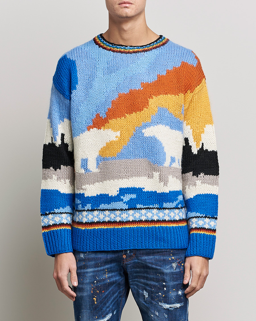 Homme | Pulls Et Tricots | Dsquared2 | Bear Dawns Knitted Sweater Blue/White