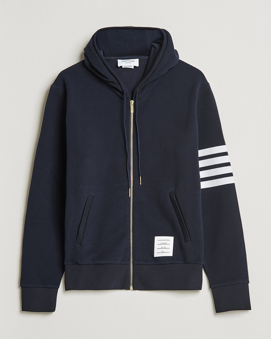 Homme | Pulls Et Tricots | Thom Browne | Ottoman Rib Zip Hoodie Navy