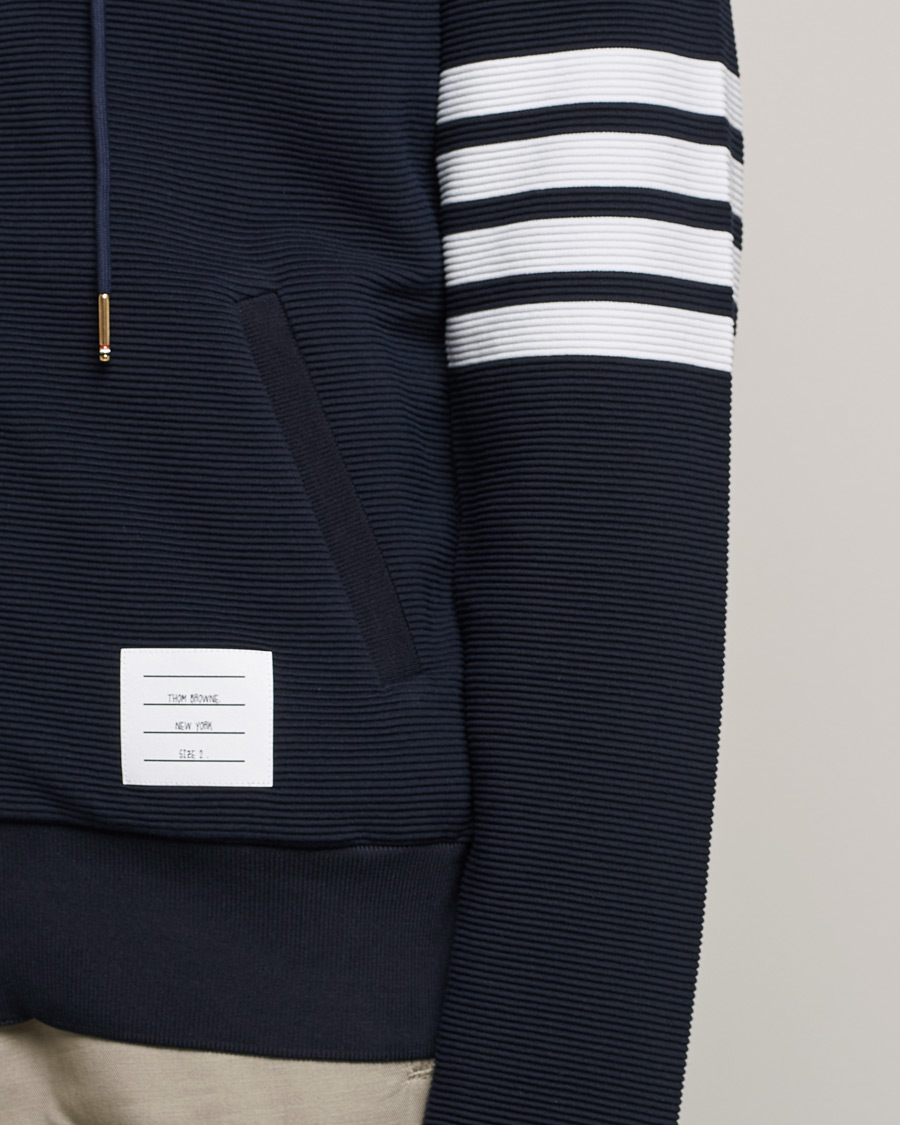 Homme | Pulls Et Tricots | Thom Browne | Ottoman Rib Zip Hoodie Navy