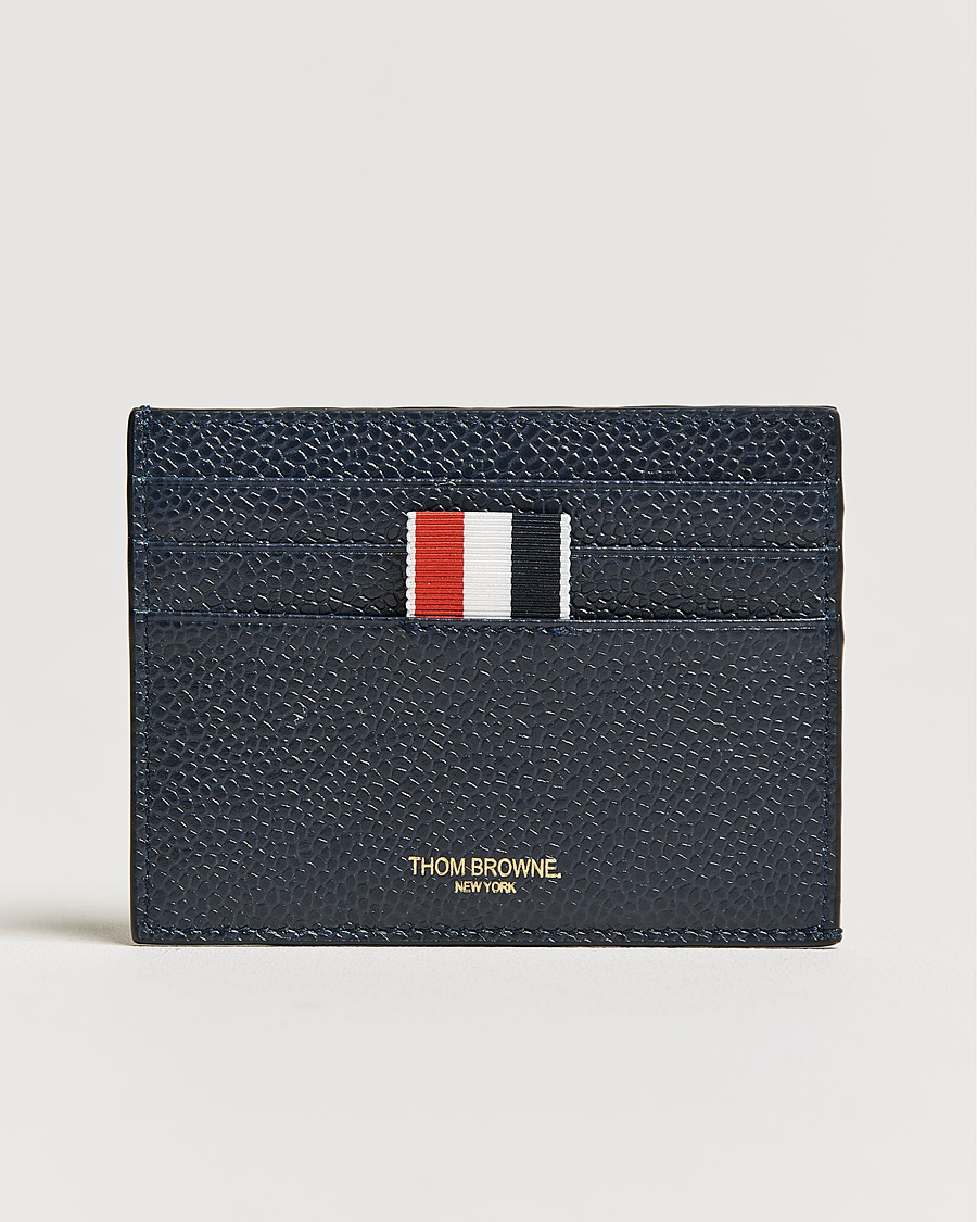 Homme | Thom Browne 4 Bar Card Holder Navy Calf | Thom Browne | 4 Bar Card Holder Navy Calf