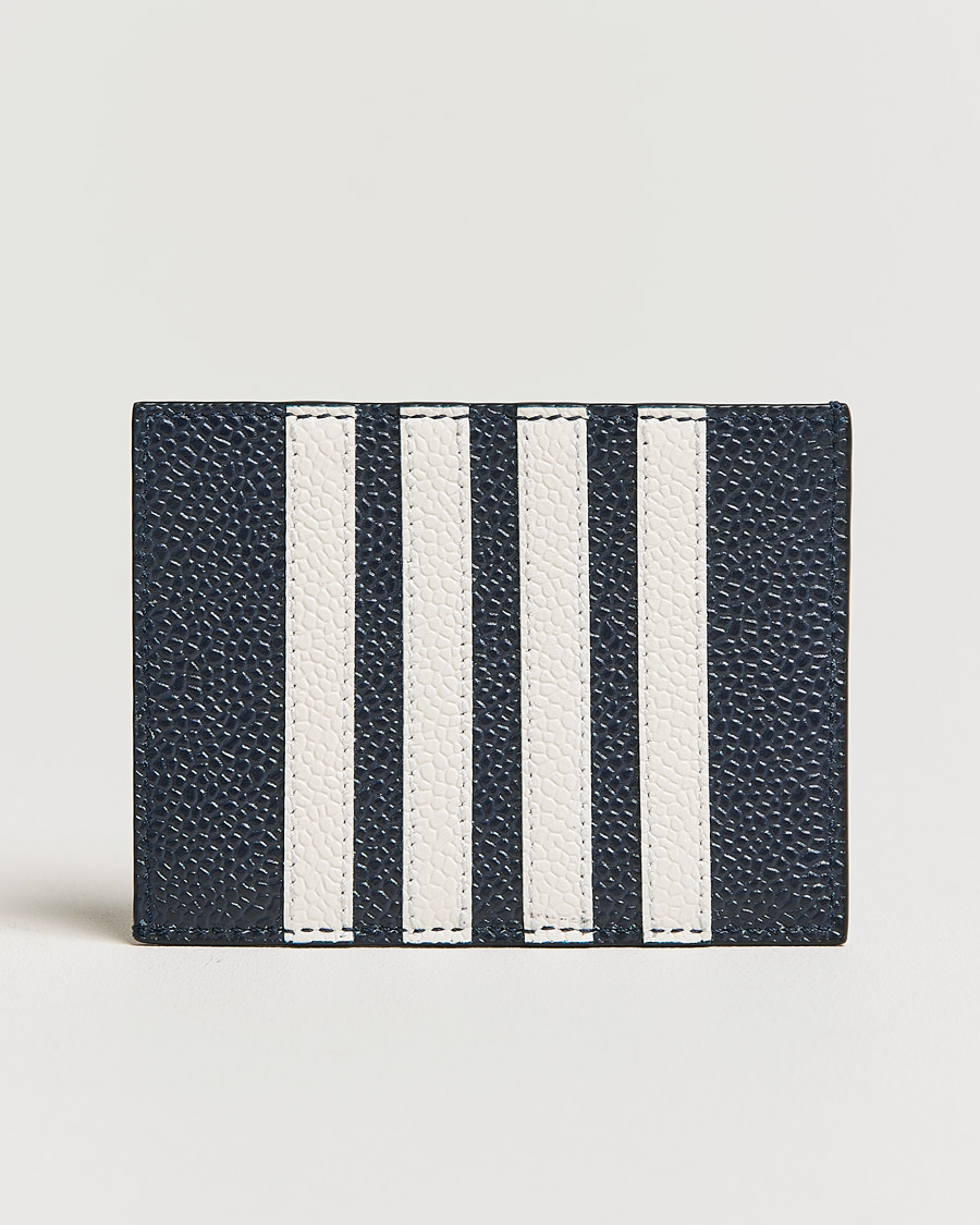 Homme | Thom Browne 4 Bar Card Holder Navy Calf | Thom Browne | 4 Bar Card Holder Navy Calf
