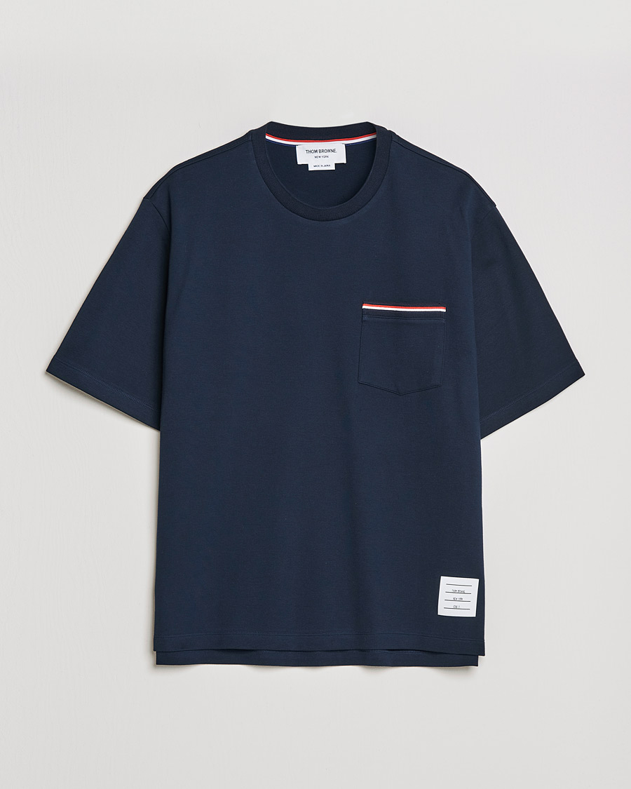 Homme | T-shirts | Thom Browne | Oversize Pocket Stripe T-Shirt Navy