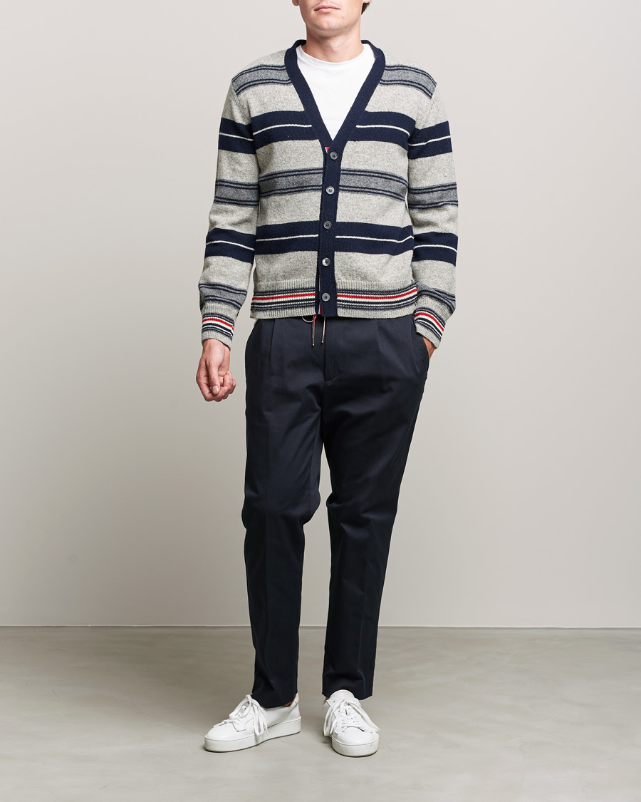 Homme | Pulls Et Tricots | Thom Browne | Tartan Stripe Wool Cardigan Medium Grey