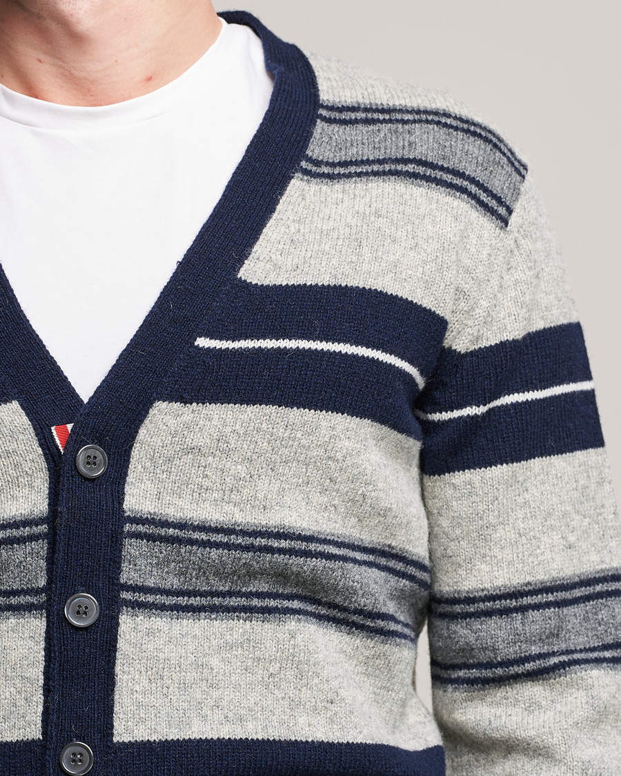 Homme | Pulls Et Tricots | Thom Browne | Tartan Stripe Wool Cardigan Medium Grey