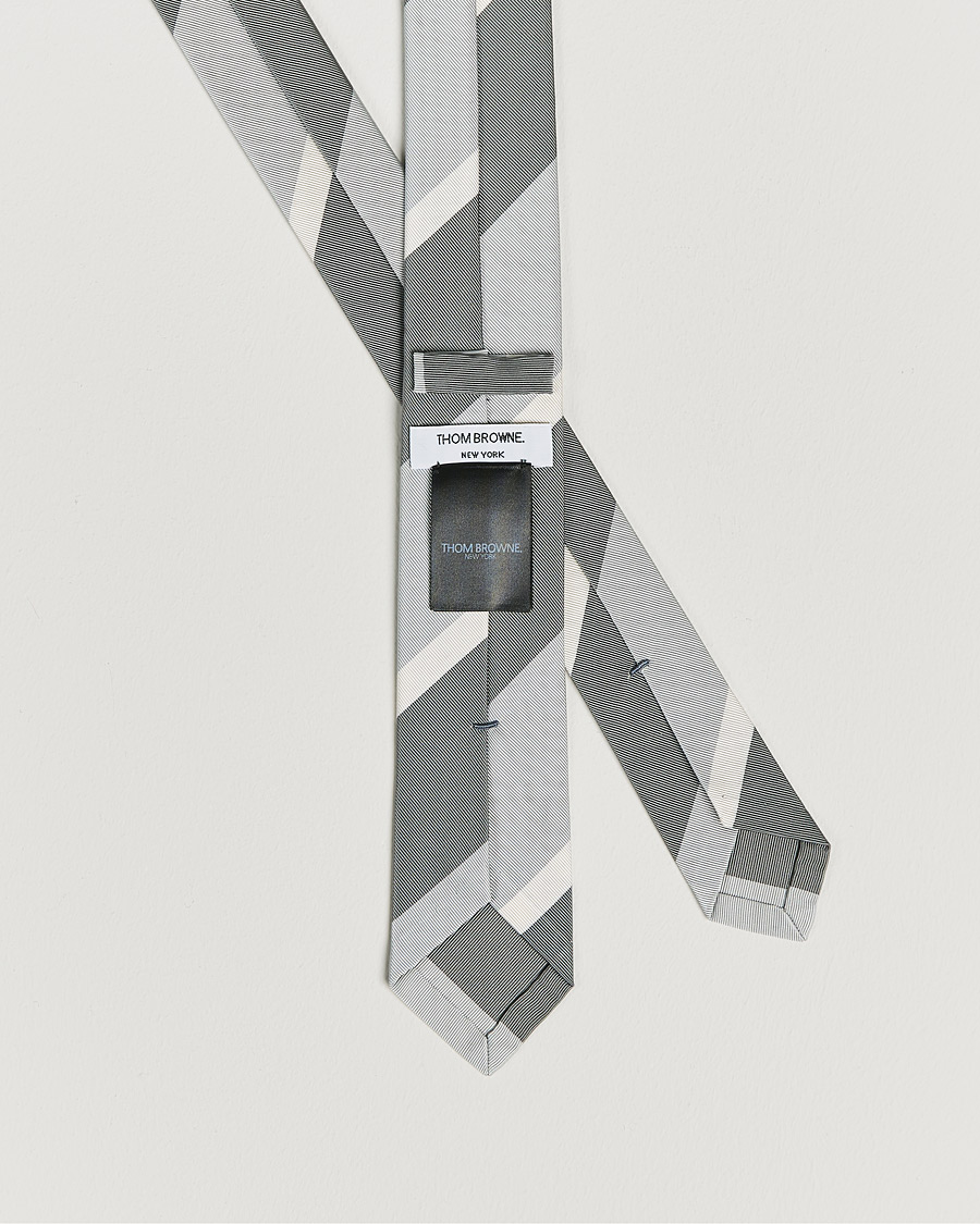 Homme | Thom Browne Wide Rep Stripe Tie Medium Grey | Thom Browne | Wide Rep Stripe Tie Medium Grey
