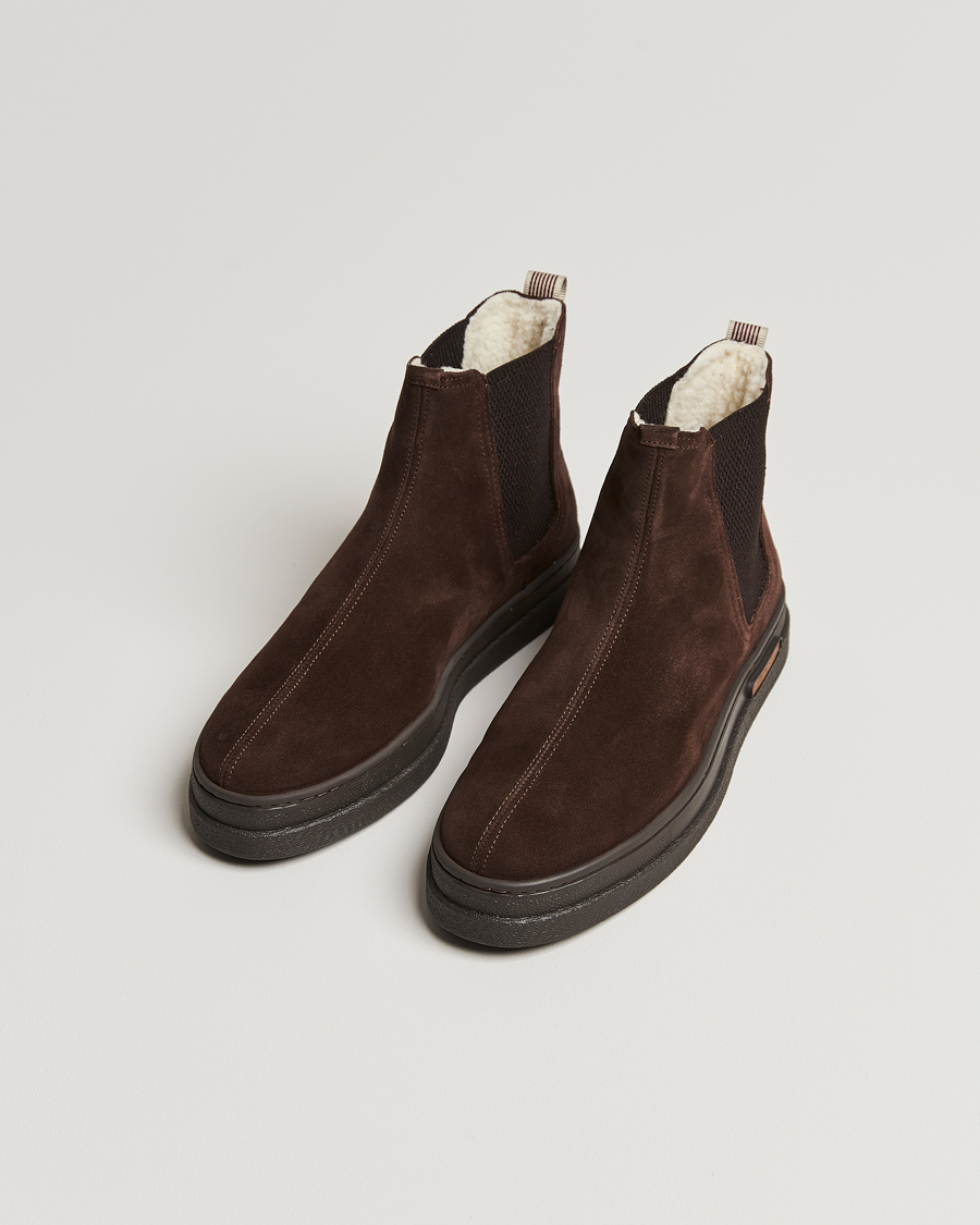 Homme | GANT Cloyd Shearling Chelsea Boot Dark Brown Suede | GANT | Cloyd Shearling Chelsea Boot Dark Brown Suede
