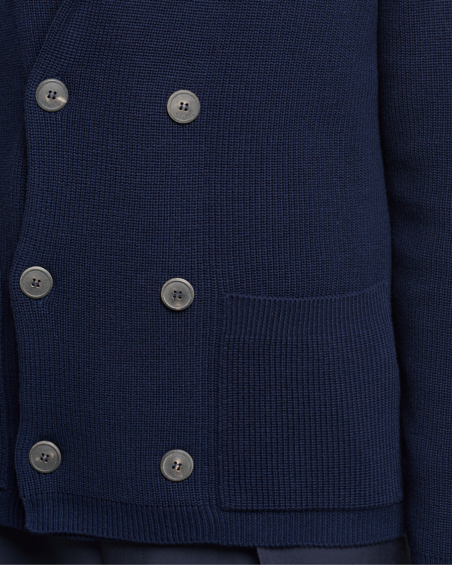 Homme | Blazers | Giorgio Armani | Double Breasted Knitted Blazer Navy
