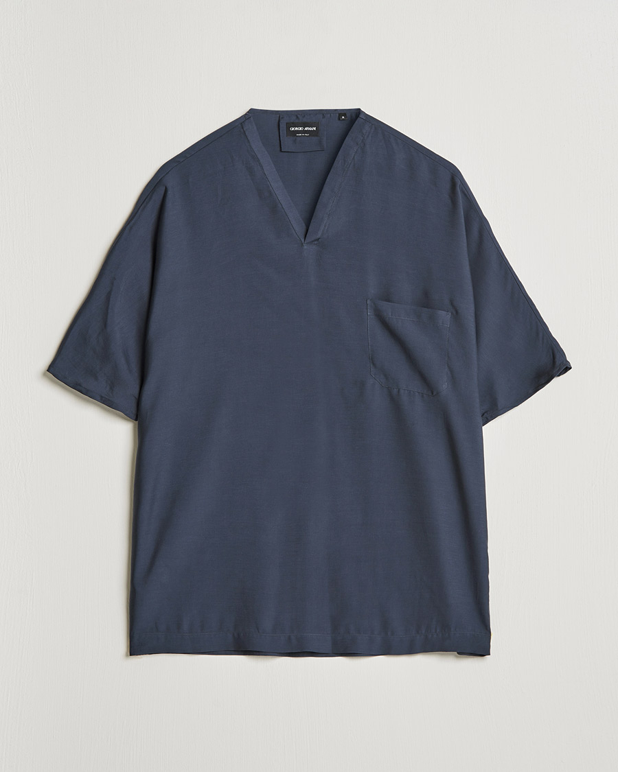 Homme | T-shirts | Giorgio Armani | Silk Blend T-Shirt Navy