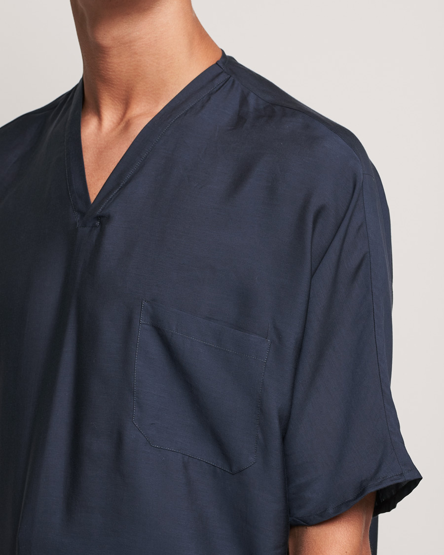 Homme | T-shirts | Giorgio Armani | Silk Blend T-Shirt Navy