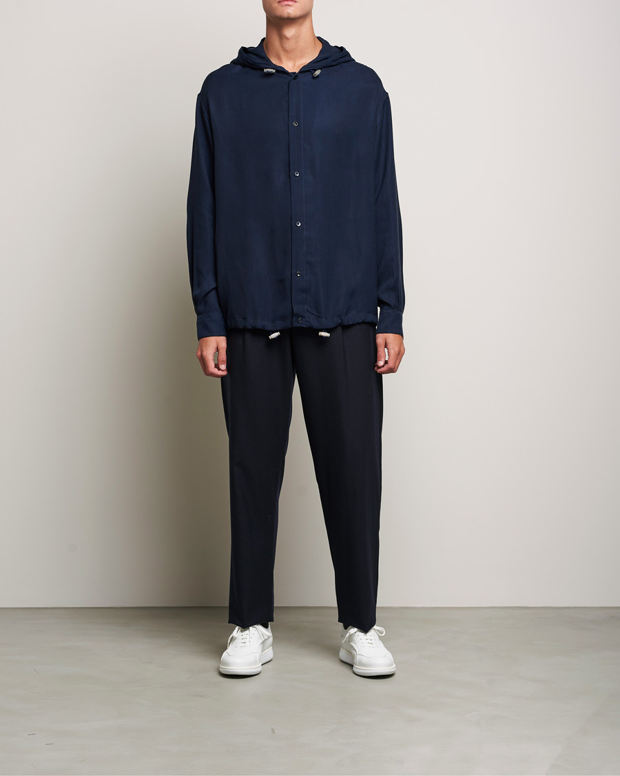 Homme | Manteaux Et Vestes | Giorgio Armani | Hooded Lightweight Jacket Night Sky