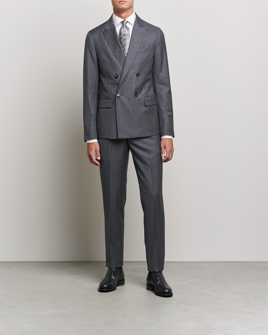 Homme | Costumes | Giorgio Armani | Pinstripe Double Breasted Suit Grey