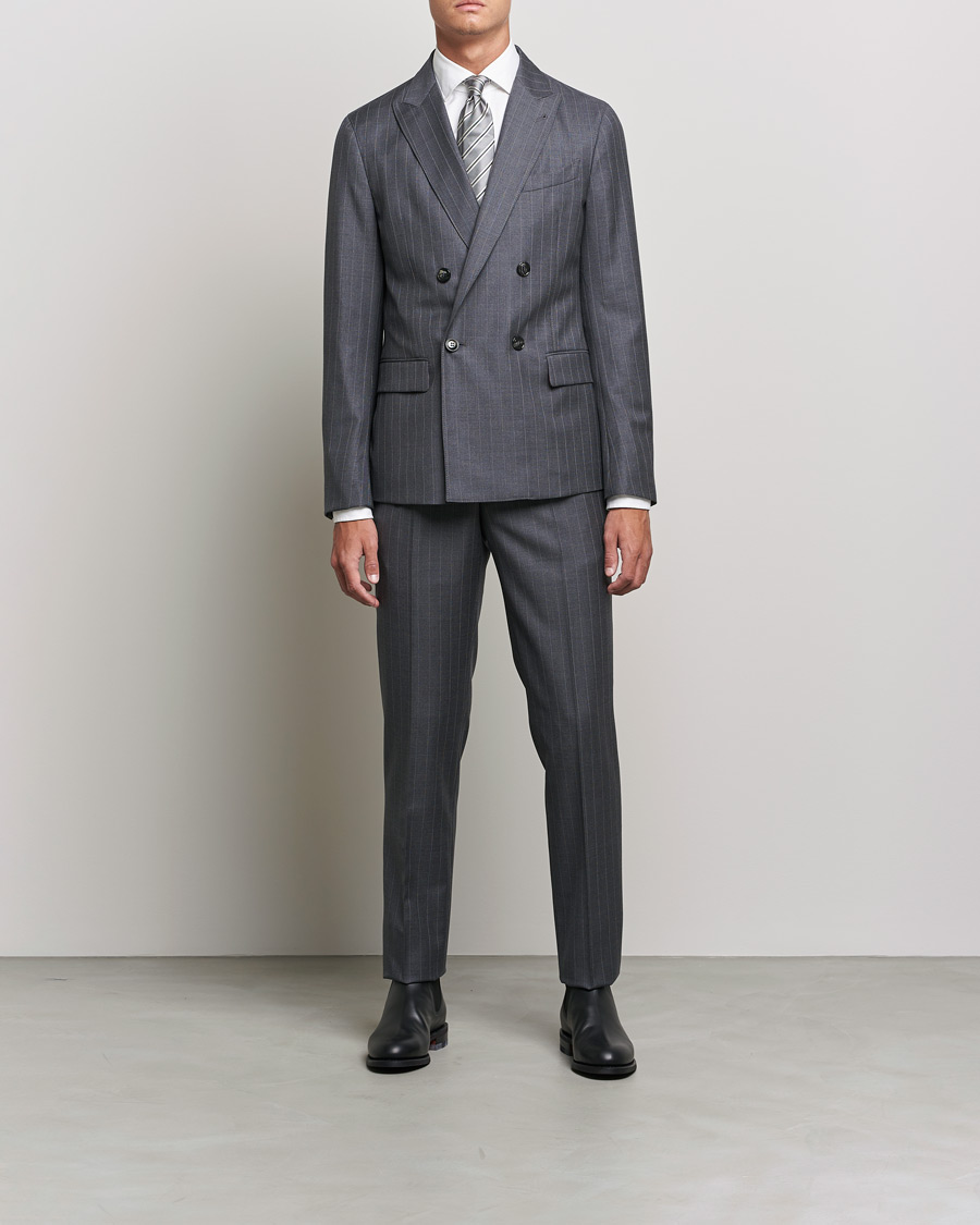 Homme | Costumes | Giorgio Armani | Pinstripe Double Breasted Suit Grey