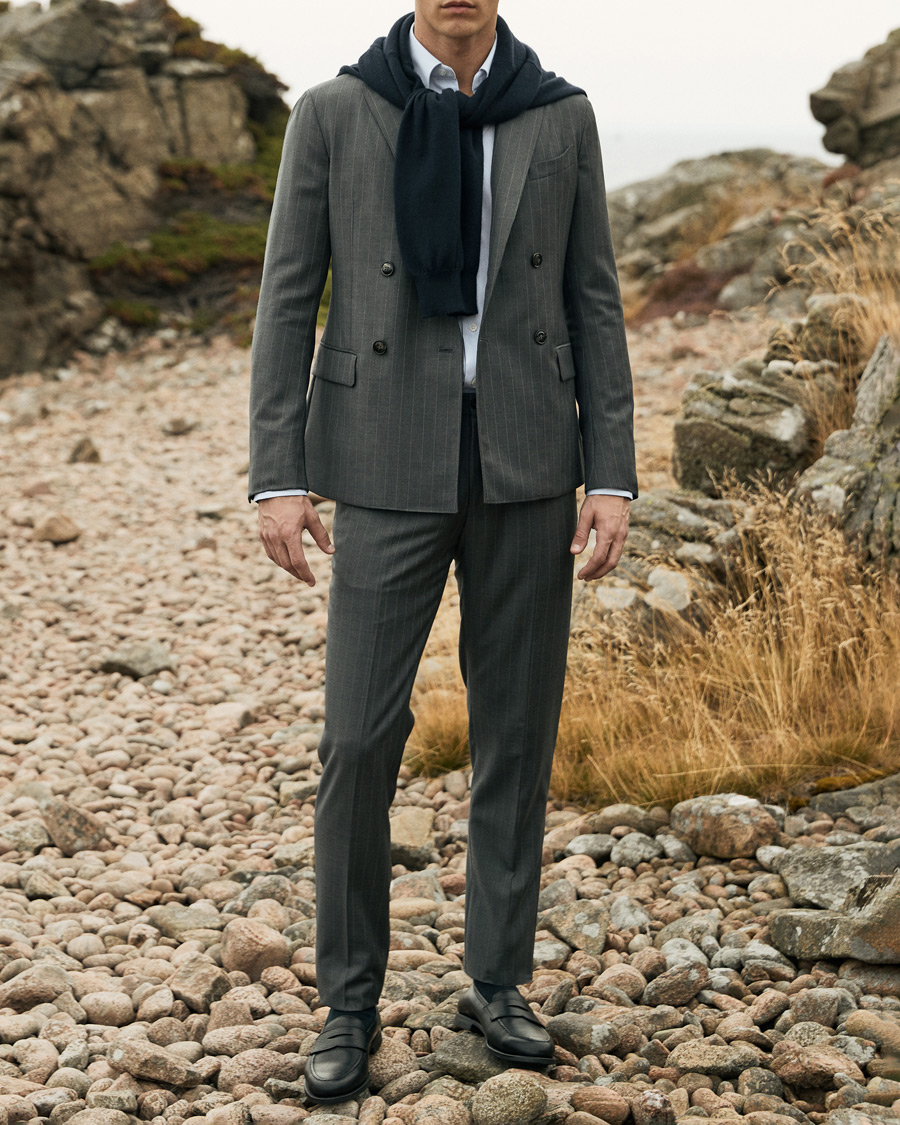 Homme | Costumes | Giorgio Armani | Pinstripe Double Breasted Suit Grey