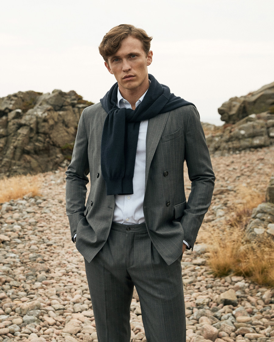 Homme | Costumes | Giorgio Armani | Pinstripe Double Breasted Suit Grey