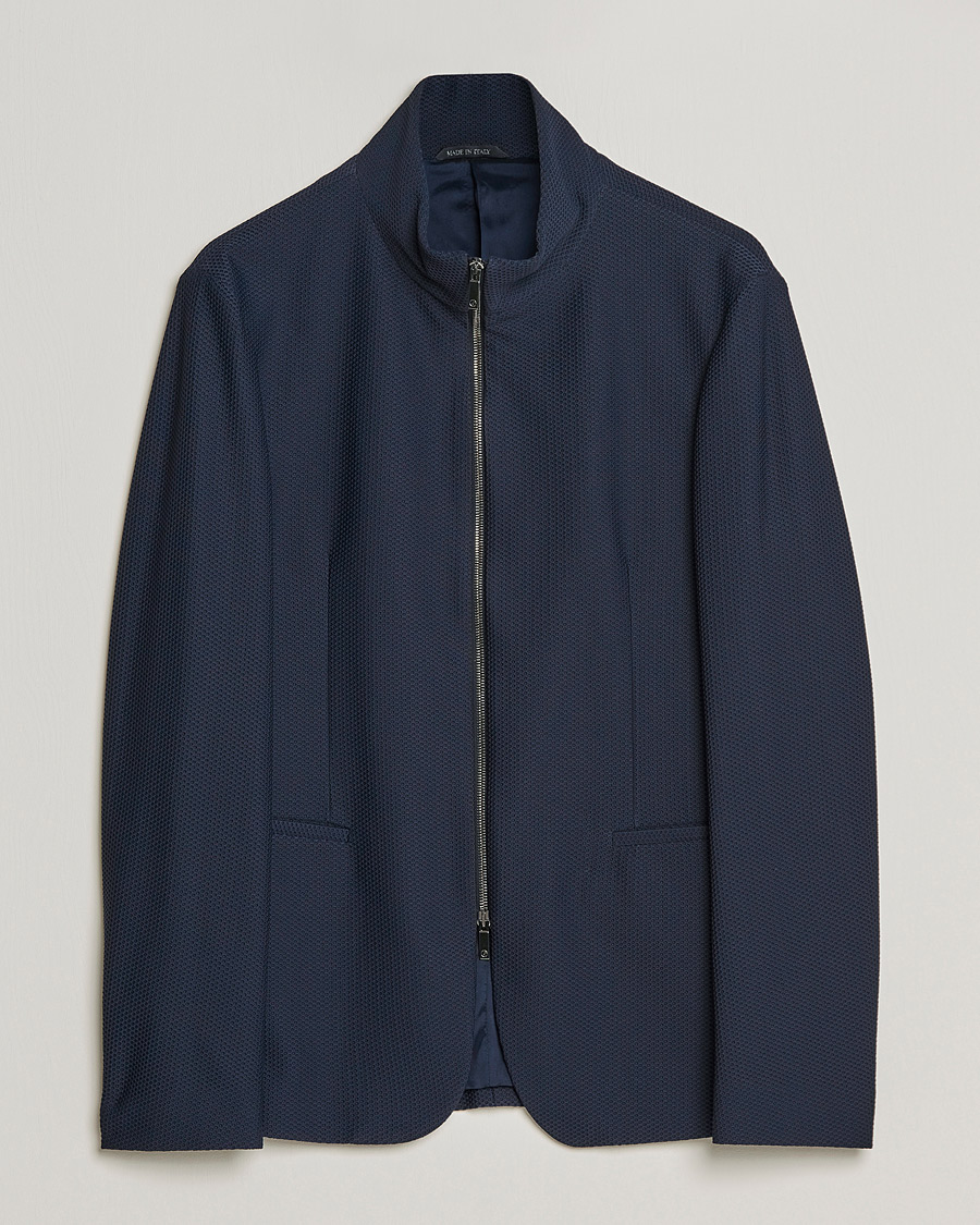 Homme | Blazers | Giorgio Armani | Technical Mesh Zip Blazer Navy