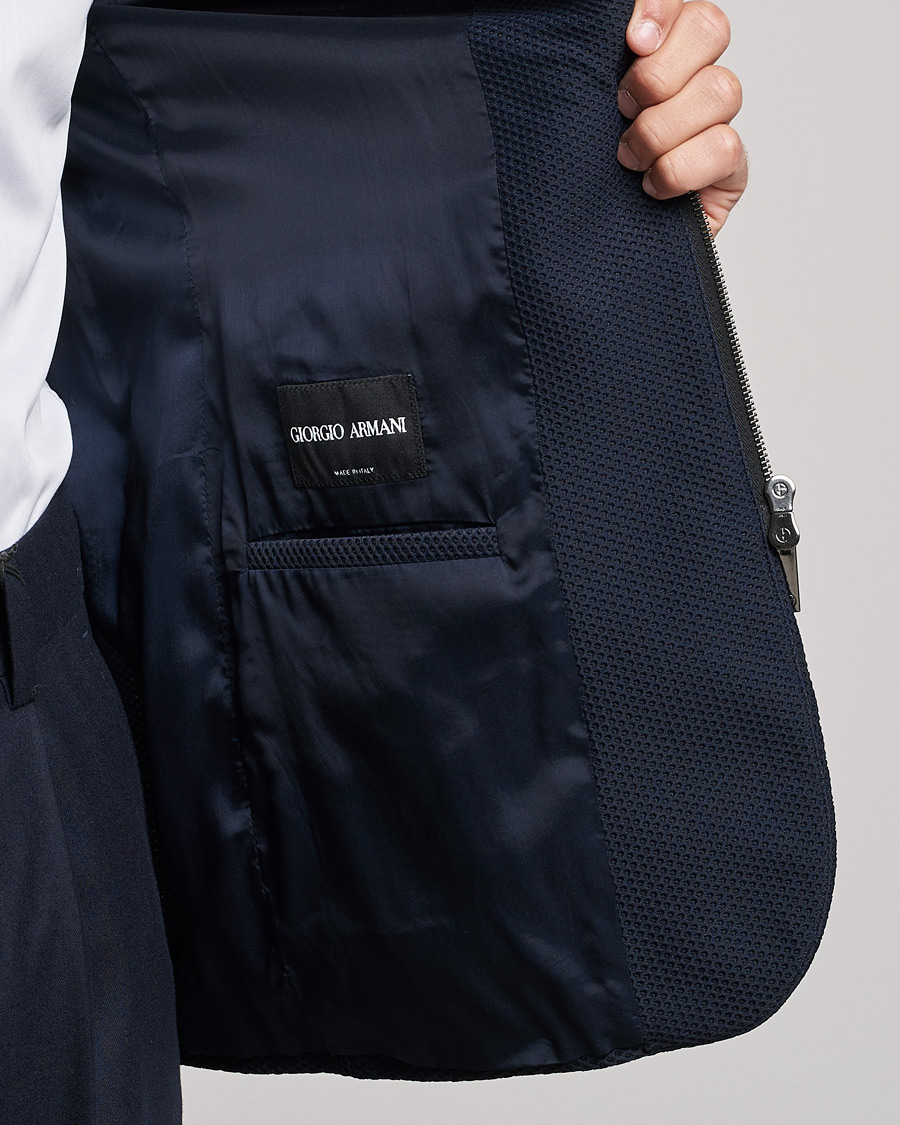 Homme | Blazers | Giorgio Armani | Technical Mesh Zip Blazer Navy