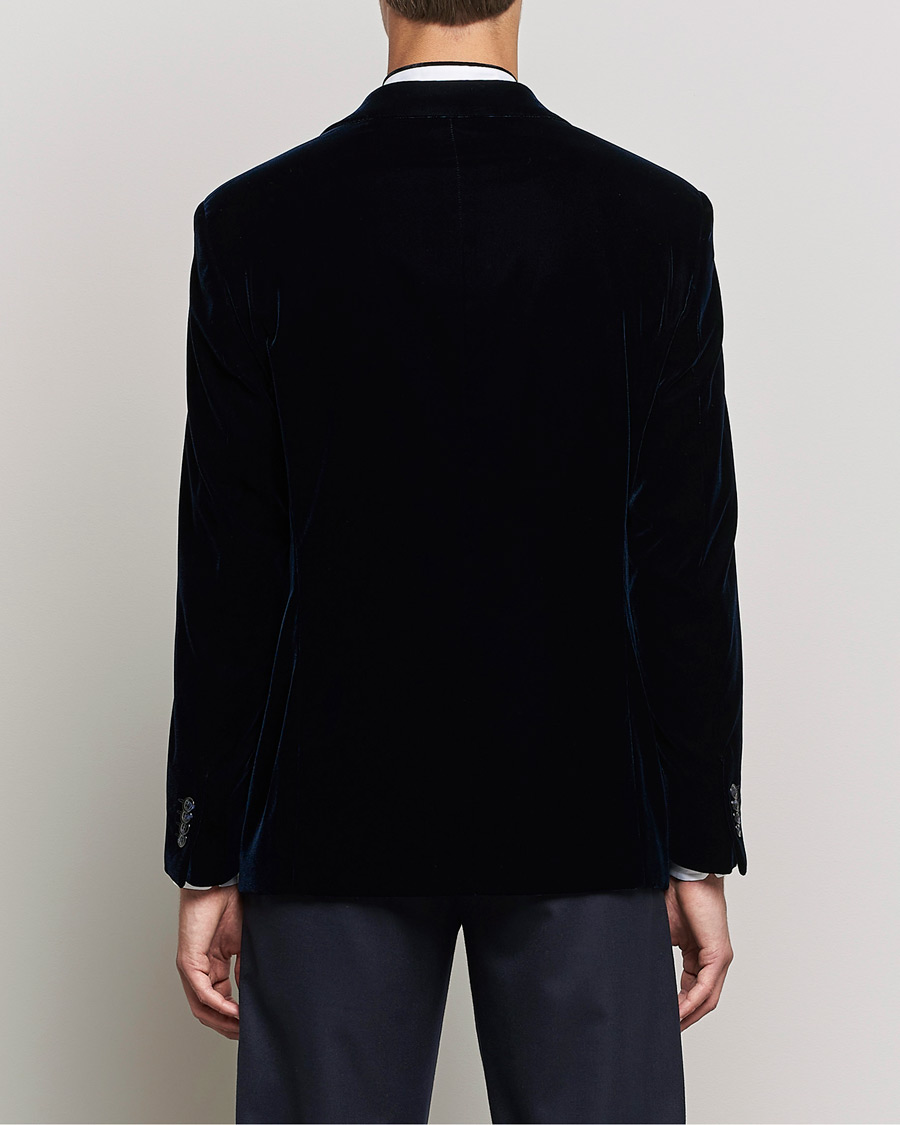 Homme | Blazers | Giorgio Armani | Peak Lapel Velvet Blazer Navy