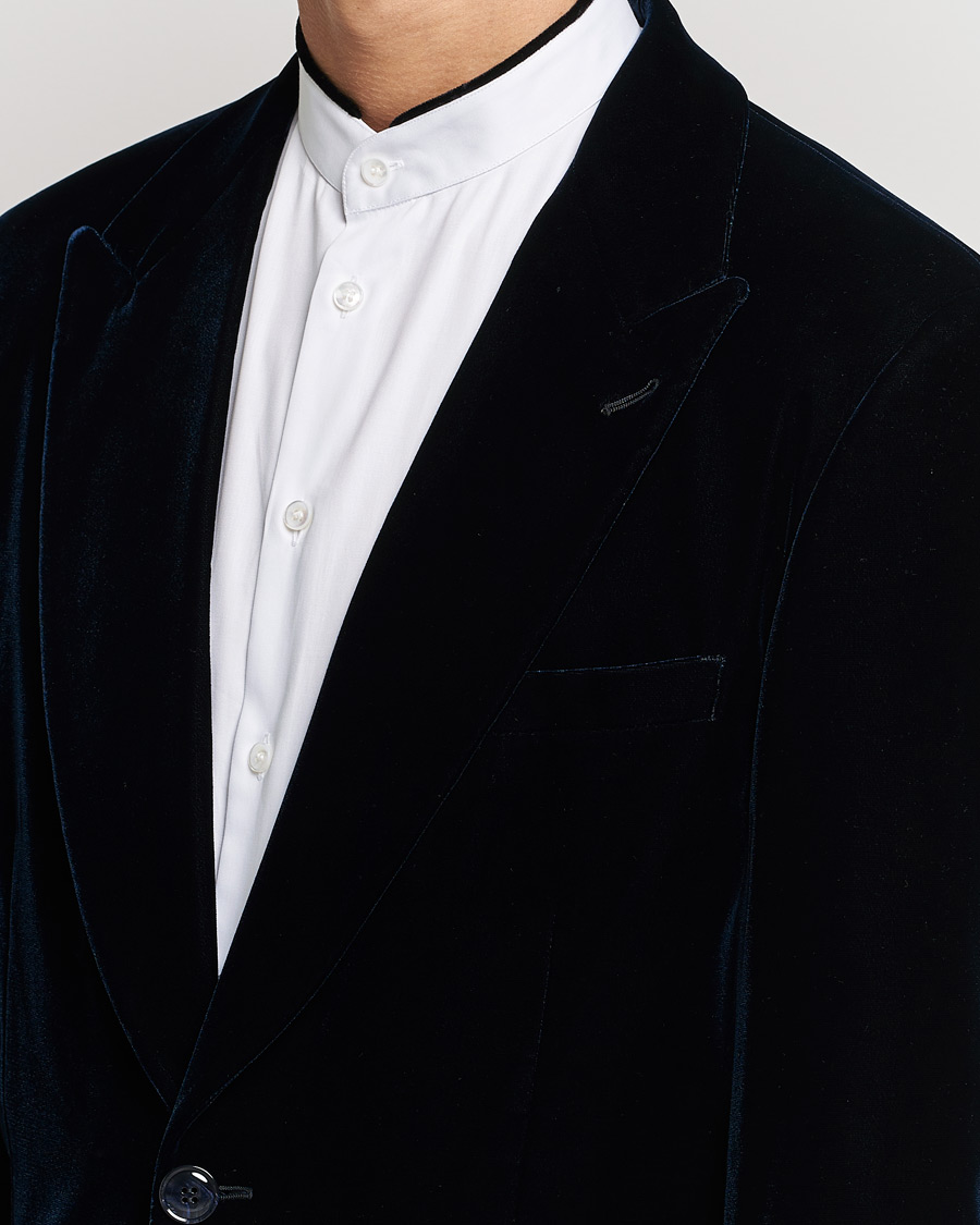 Homme | Blazers | Giorgio Armani | Peak Lapel Velvet Blazer Navy