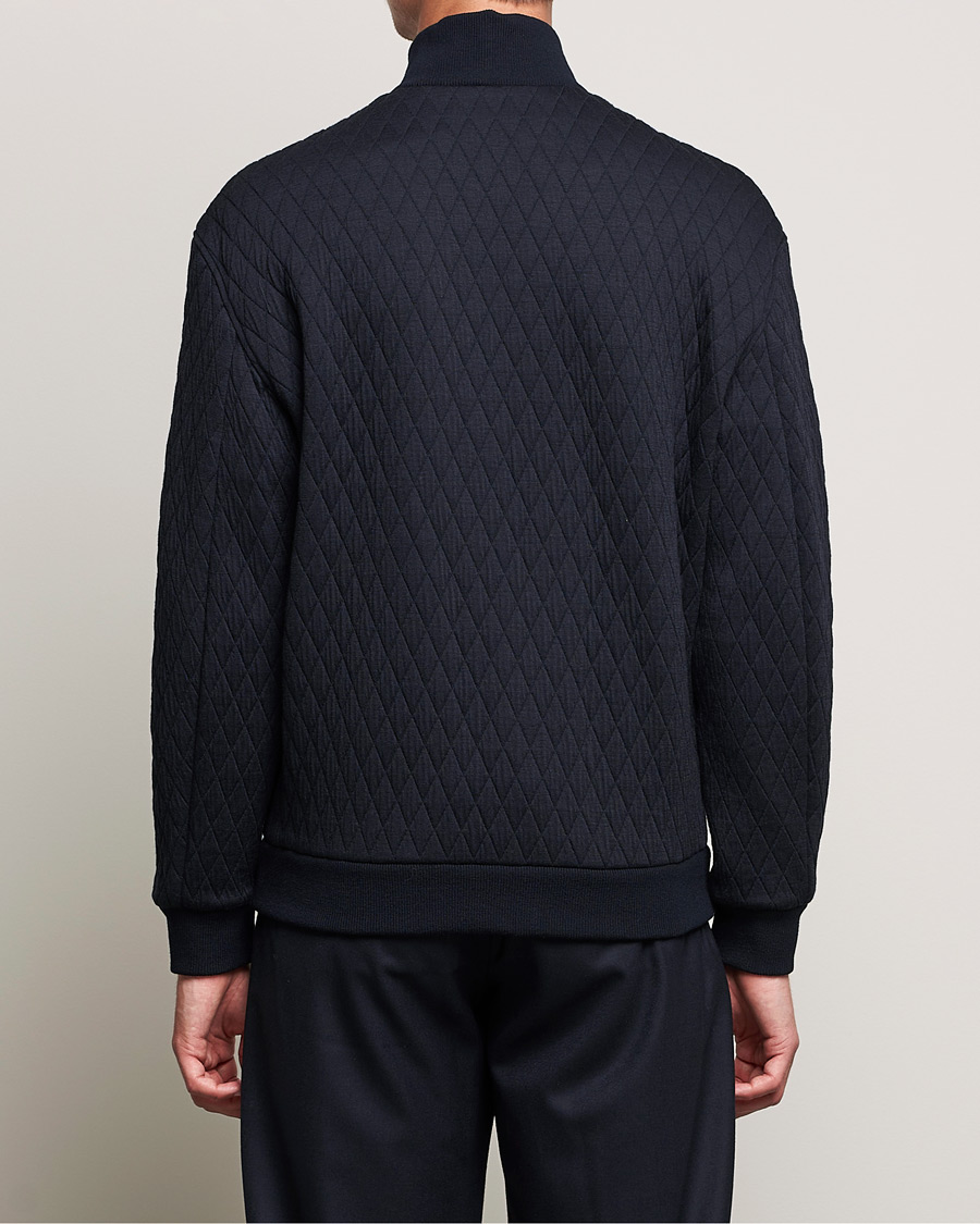 Homme | Pulls Et Tricots | Giorgio Armani | Diamond Quilted Zip Sweater Navy