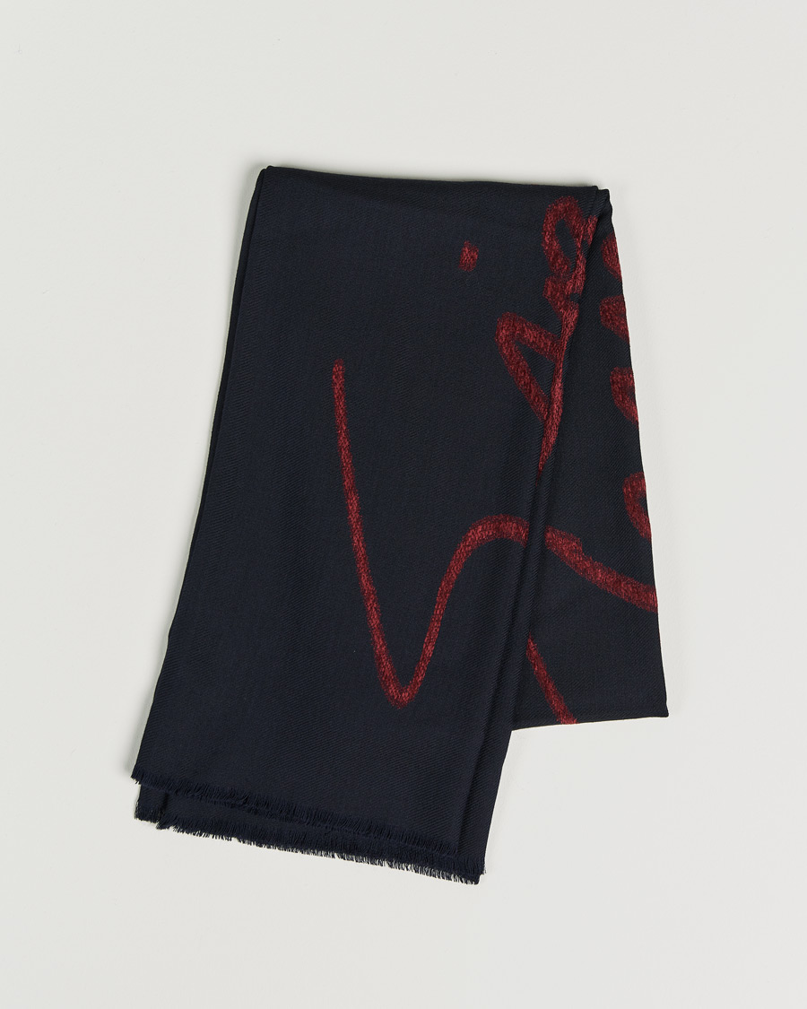 Homme | Giorgio Armani Signature Woven Wool Scarf Navy | Giorgio Armani | Signature Woven Wool Scarf Navy
