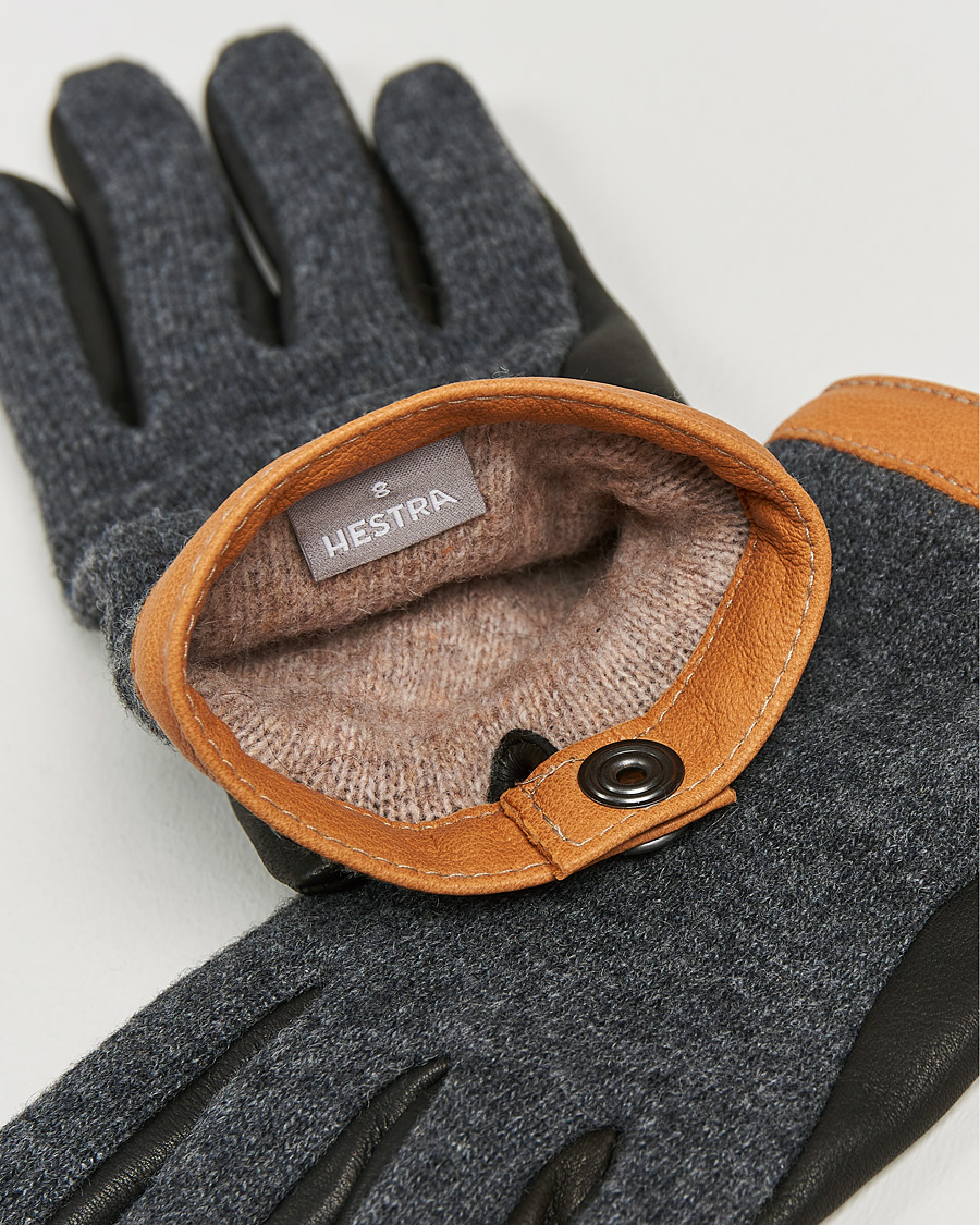 Homme |  | Hestra | Deerskin Wool Tricot Glove Grey/Black
