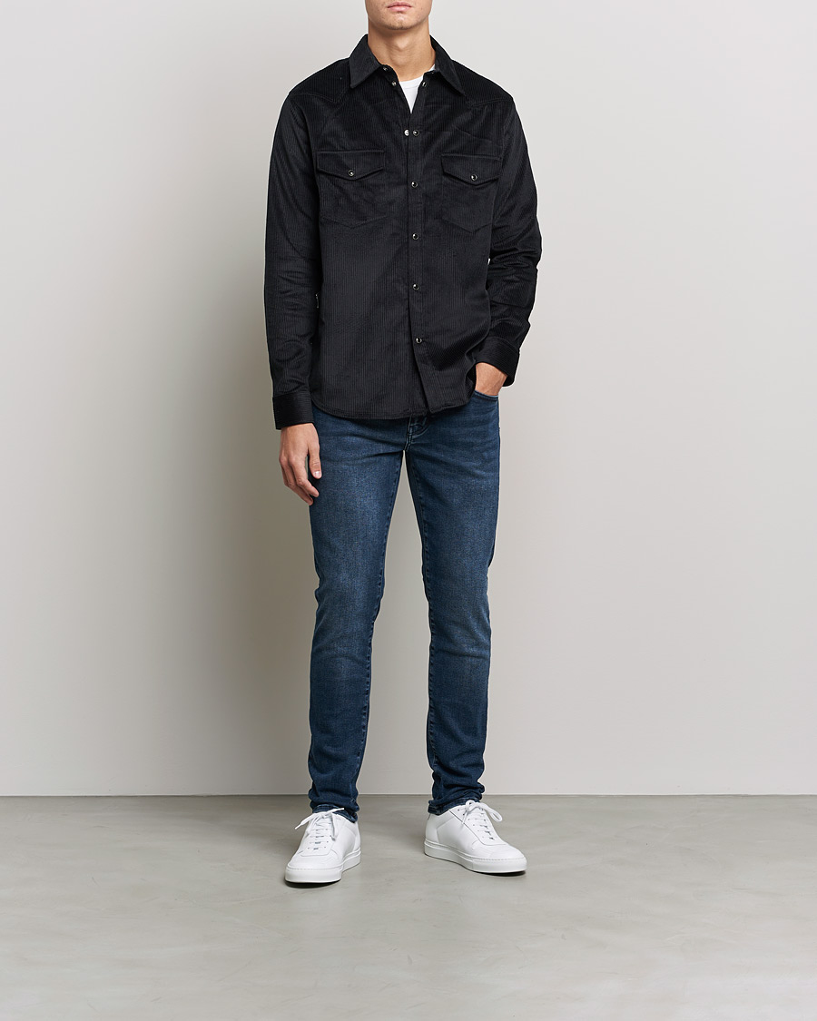 Homme | Chemises | J.Lindeberg | Tarp Cord Western Overshirt Black