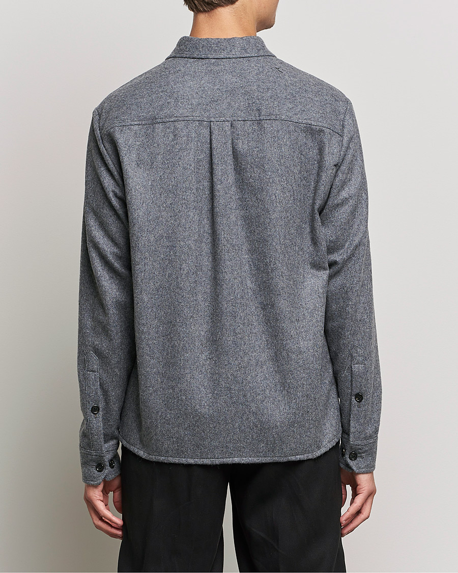 Homme | Chemises | J.Lindeberg | Flat Wool Regular Overshirt Grey Melange